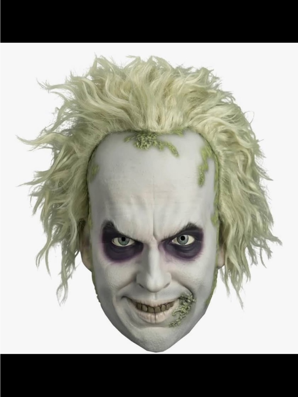 Scary Beetlejuice Face Mask - Green Hair, White Face
